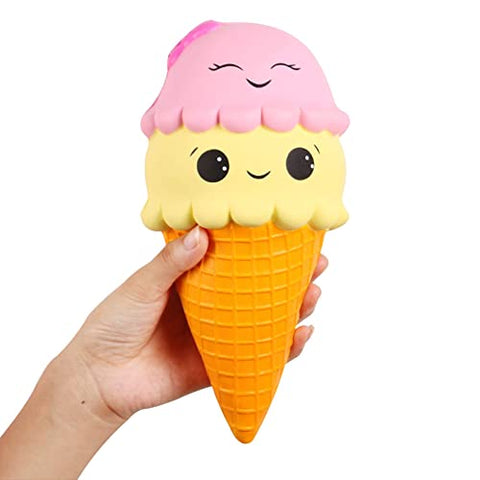 Anboor 9.1 Inches Squishies Jumbo Slow Rising Kawaii Cute Squishies Ice Cream Cone Cake Scented of Decompression Toys Stress Relief Kid's Toys