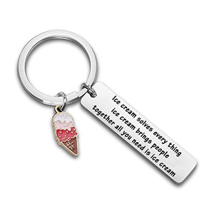 WUSUANED Ice Cream Keychain Ice Cream Solves Every Ice Cream Thing Bring People Together All You Need Is Ice Cream (Ice cream keychain)