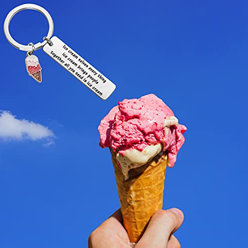 WUSUANED Ice Cream Keychain Ice Cream Solves Every Ice Cream Thing Bring People Together All You Need Is Ice Cream (Ice cream keychain)