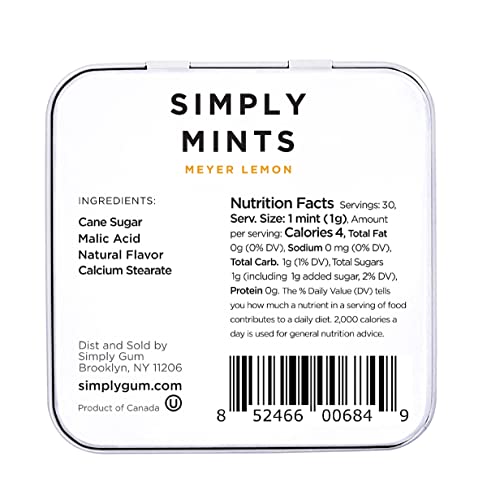 Simply Mints | Meyer Lemon Breath Mints | Pack of Six (180 Pieces Total) | Zesty Lemon, Vegan, Non Gmo, Nothing Artificial