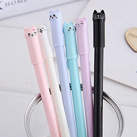 sencoo Girl Cute Pens Kawaii Pen Cute Cat Pen 0.5 mm Gel Pens Black Ball Point Pens for School Office Supplies (12 cat)