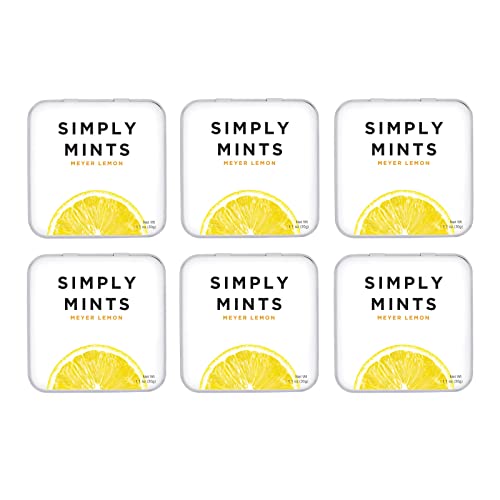 Simply Mints | Meyer Lemon Breath Mints | Pack of Six (180 Pieces Total) | Zesty Lemon, Vegan, Non Gmo, Nothing Artificial