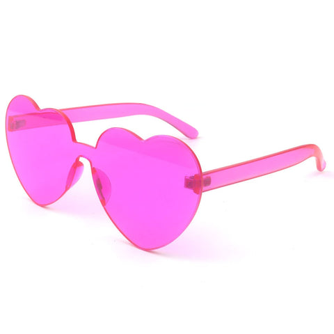 YooThink Love Heart Shaped Sunglasses for Women Colorful Rimless Sunglasses Party Sunglasses (Rose Red)