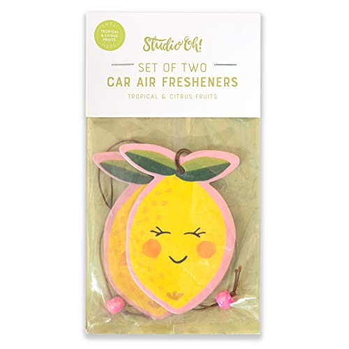 Studio Oh! Car Air Fresheners - Pack of 2 Scented Hanging Car Odor Eliminator - Unique Design with Decorative Bead - Citrus Bliss