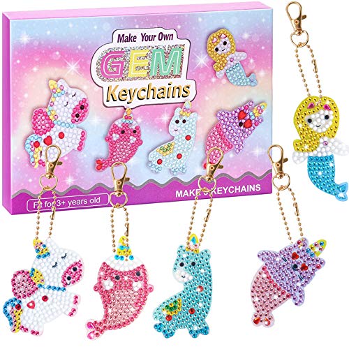 Nardoll Arts and Crafts for Kids Ages 8-12 - Diamond Art Kits - Gem Art Keychains Paint by Numbers - Best Tween Girl Gifts Ideas - Diamond Art Supplies for Kids Girls Toddler Ages 3-5 4-6 6-8