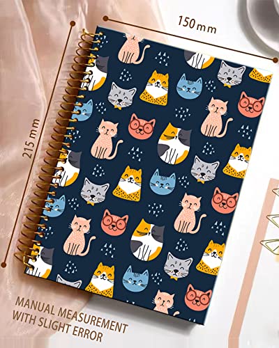 iampanda Spiral Journal Notebook,Strong Twin-Wire Binding with Premium Paper for Girl Women,Funny 60 Sheets A5 College Ruled Notebook/Journal,Perfect for School Office Home Gifts,Cute Cats