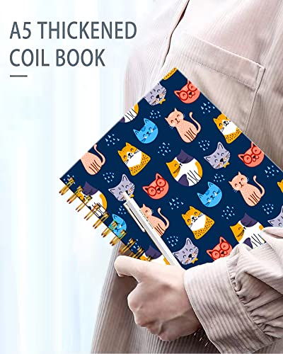 iampanda Spiral Journal Notebook,Strong Twin-Wire Binding with Premium Paper for Girl Women,Funny 60 Sheets A5 College Ruled Notebook/Journal,Perfect for School Office Home Gifts,Cute Cats