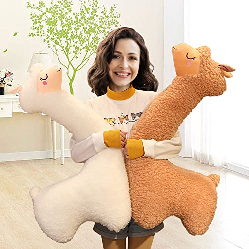 Deaboat 40" Giant Alpaca Plush Pillow Llama Stuffed Animal Toys Llama Long Body Plushie Home Decor for Girls Kids Adults