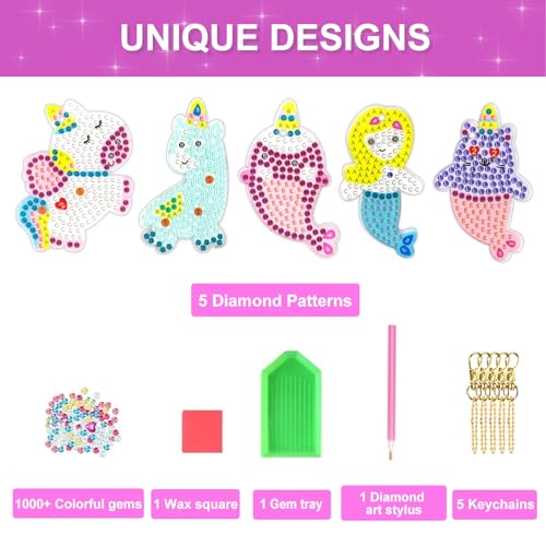 Nardoll Arts and Crafts for Kids Ages 8-12 - Diamond Art Kits - Gem Art Keychains Paint by Numbers - Best Tween Girl Gifts Ideas - Diamond Art Supplies for Kids Girls Toddler Ages 3-5 4-6 6-8