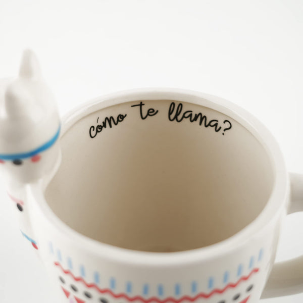 VOTUM Animal-Shaped Llama Coffee Mug, 18.6 fl. oz. - Handmade, Adorable Tea Cup with Llama Head, Hooves, Printed Como Te Llama Writing - Premium Ceramic Gifts for Women & Men