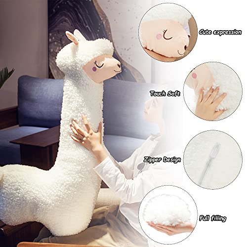 Deaboat 40" Giant Alpaca Plush Pillow Llama Stuffed Animal Toys Llama Long Body Plushie Home Decor for Girls Kids Adults