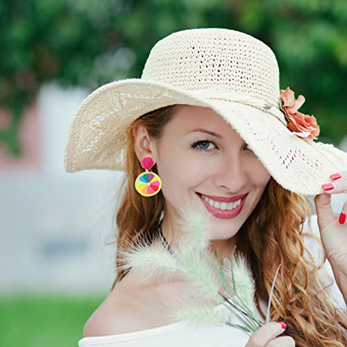 Statement Drop Earrings - Black Bohemian Beaded Round Dangle Earrings Gift for Women