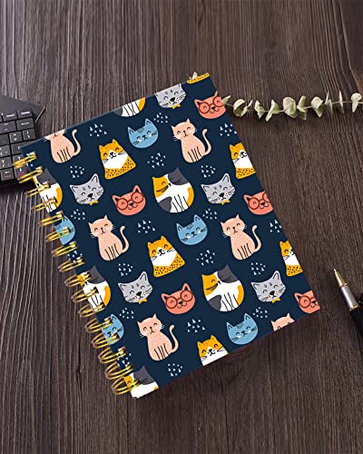 iampanda Spiral Journal Notebook,Strong Twin-Wire Binding with Premium Paper for Girl Women,Funny 60 Sheets A5 College Ruled Notebook/Journal,Perfect for School Office Home Gifts,Cute Cats