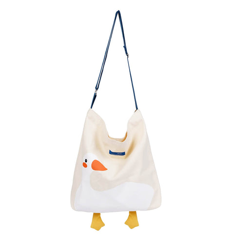 Phaoullzon Cute Canvas Tote Bag Funny Duck Cat Bags Hobo Large Kawaii Shoulder Crossbody Bag