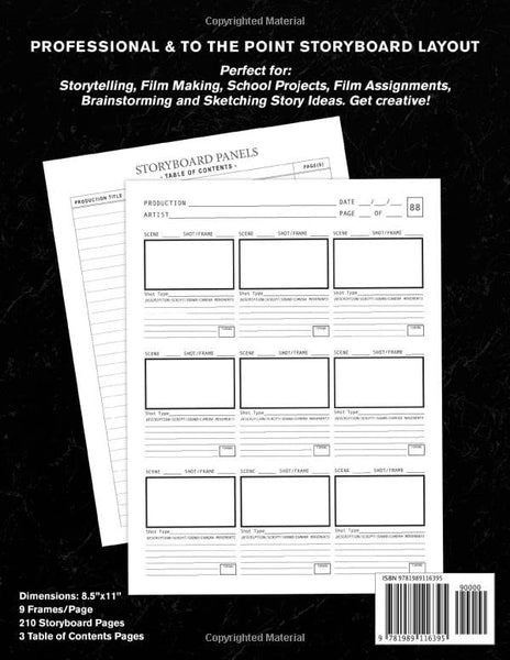 Blank Storyboard: Notebook Sketchbook Template Panel Pages for Storytelling & Layouts: 200+ Pages with 9x9 Story Board Frames on 8.5"x11" Book (Professional Storyboard Notebooks)