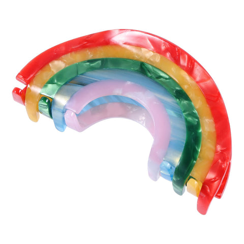 Big Rainbow Hair Claw Clip Non Slip 3.5inch Acrylic Acetate 90's Strong Hold Jaw Barrettes Cute for Women Girls Thin Thick Hair Accessory Rainbow Pride Parade Valentine’s Day Gifts