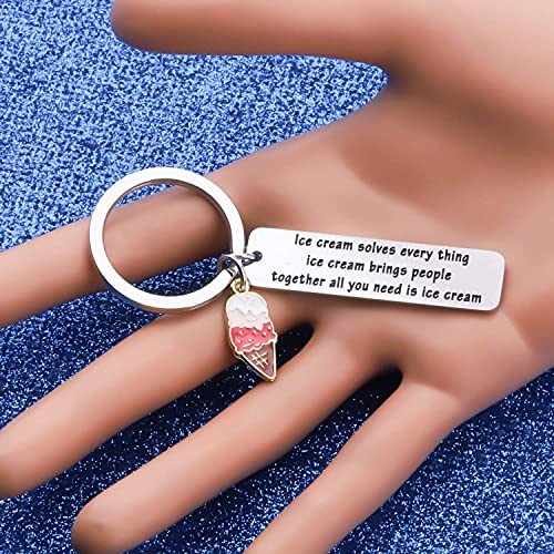 WUSUANED Ice Cream Keychain Ice Cream Solves Every Ice Cream Thing Bring People Together All You Need Is Ice Cream (Ice cream keychain)