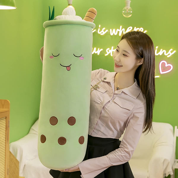 Rexinc Boba Plush 36-Inch Large/Jumbo Kawaii Plushies Bubble Tea Giant Cute Squishy Long Body Pillow Cartoon Soft Stuffed Toy Gift for Kids