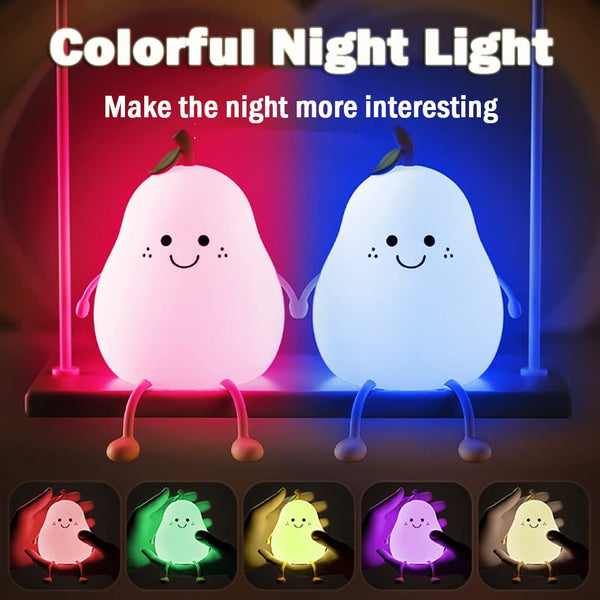 LEDHOLYT Night Light for Kids,Cute Silicone Nursery Pear Lamp for Baby and Toddler,Fruit NightLight with Remote, Squishy Night Lamp for Bedroom,Kawaii Bedside Lamp for Boys Girls Room