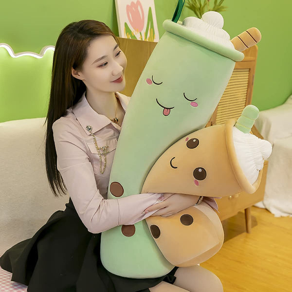 Rexinc Boba Plush 36-Inch Large/Jumbo Kawaii Plushies Bubble Tea Giant Cute Squishy Long Body Pillow Cartoon Soft Stuffed Toy Gift for Kids