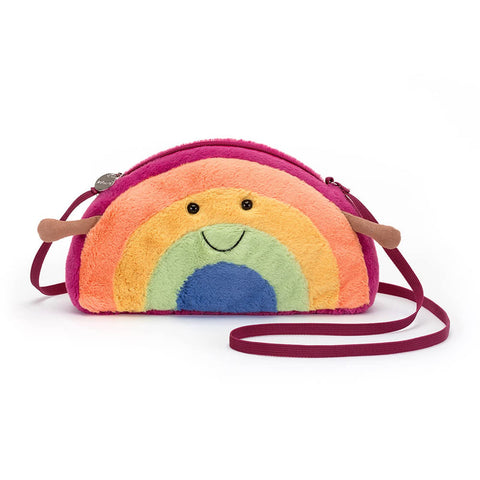 Jellycat Amuseable Rainbow Plush Bag Crossbody Purse with Zip Top Gifts for Kids Girls Tweens and Teens