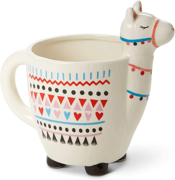 VOTUM Animal-Shaped Llama Coffee Mug, 18.6 fl. oz. - Handmade, Adorable Tea Cup with Llama Head, Hooves, Printed Como Te Llama Writing - Premium Ceramic Gifts for Women & Men