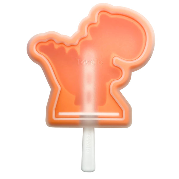 Tovolo Stackable Dino Popsicle Molds - Reusable Mess-Free Silicone Ice Pops with Sticks for Homemade Freezer Snacks/Dishwasher-Safe & BPA-Free, Clear/Orange, Set 4