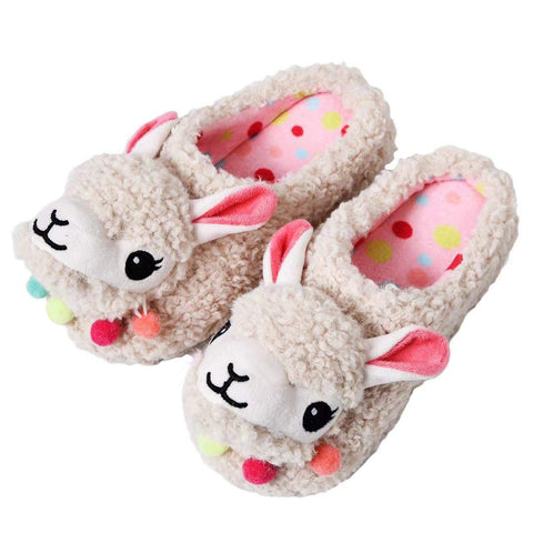 Dechic Cute Animal Slippers Soft Funny Alpaca Slippers Fuzzy Llama Slippers Memory Foam for Women Indoor Warm Fleece Bedroom Slippers Ladies Girls House Non-Slip Slippers