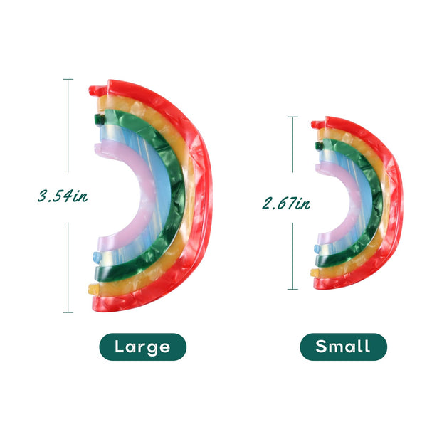 Big Rainbow Hair Claw Clip Non Slip 3.5inch Acrylic Acetate 90's Strong Hold Jaw Barrettes Cute for Women Girls Thin Thick Hair Accessory Rainbow Pride Parade Valentine’s Day Gifts