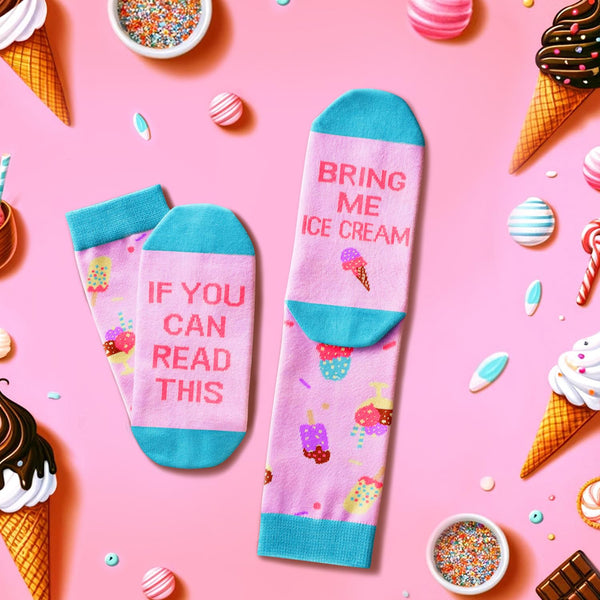 sockfun Funny Ice Cream Socks Women Teen Girl, Novelty Ice Cream Gifts, Bring Me Ice Cream Socks, Pink