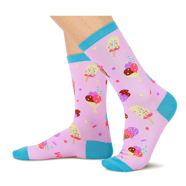 sockfun Funny Ice Cream Socks Women Teen Girl, Novelty Ice Cream Gifts, Bring Me Ice Cream Socks, Pink