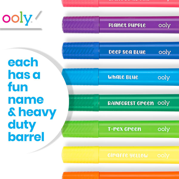 Ooly Thick Washable Markers with Jumbo Grip, Washable Toddler Markers, Big Bright Brush Tip Markers for Toddlers, Kids Markers Washable with Jumbo Barrel, Markers for Little Hands [BRUSH TIP]