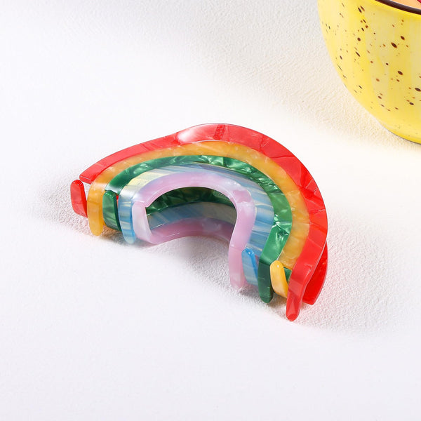 Big Rainbow Hair Claw Clip Non Slip 3.5inch Acrylic Acetate 90's Strong Hold Jaw Barrettes Cute for Women Girls Thin Thick Hair Accessory Rainbow Pride Parade Valentine’s Day Gifts