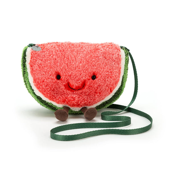 Jellycat Amuseable Watermelon Plush Bag Crossbody Purse with Zip Top Gifts for Kids Girls Tweens and Teens