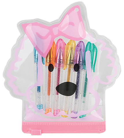 iscream Puppy Love Poodle Mini Gel Pen Set in Shaped Zipper Case