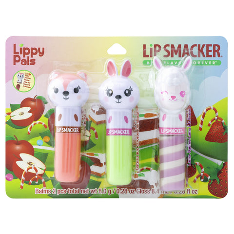 Lip Smacker Lippy Pals, Unicorn, Panda, Kitten, Lip balm for Kids - Foxy Apple, Hoppy Carrot Cake, Strawberry Llama