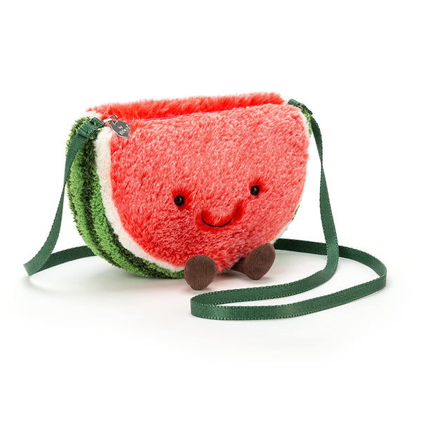 Jellycat Amuseable Watermelon Plush Bag Crossbody Purse with Zip Top Gifts for Kids Girls Tweens and Teens