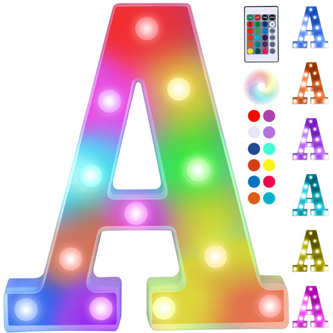 Foaky Upgraded Light Up Letters,Colorful Marquee Light Up Letters with Remote,Marquee Letters for Girl Gifts Teen Girl Gifts Trendy Stuff,Birthday Party Decoration (A)