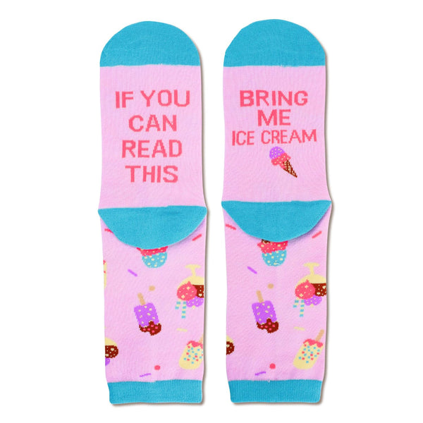 sockfun Funny Ice Cream Socks Women Teen Girl, Novelty Ice Cream Gifts, Bring Me Ice Cream Socks, Pink