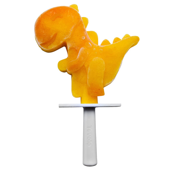 Tovolo Stackable Dino Popsicle Molds - Reusable Mess-Free Silicone Ice Pops with Sticks for Homemade Freezer Snacks/Dishwasher-Safe & BPA-Free, Clear/Orange, Set 4