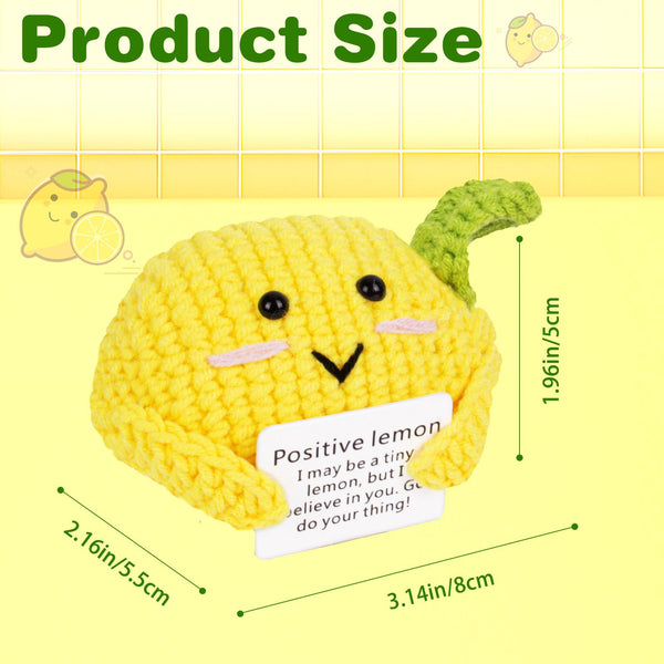 FreeNFond Positive Lemon, Funny Crochet Potato Partner with Positive Card, Cute Wool Knitted Lemon for Best Friend Encouragement Birthday Gifts