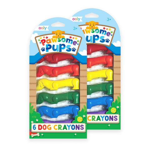 Ooly Pawsome Pups Chunky Crayons for Toddlers and Little Hands [Set of 12], Non-Toxic Pup Shaped Crayons are Easy to Hold Crayons for Young Kids, No Rolling Crayons