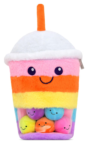 iscream Kawaii Cutie 3D Rain-Boba Tea Embroidered Accent 17" x 10" Furry Play Pillow Set