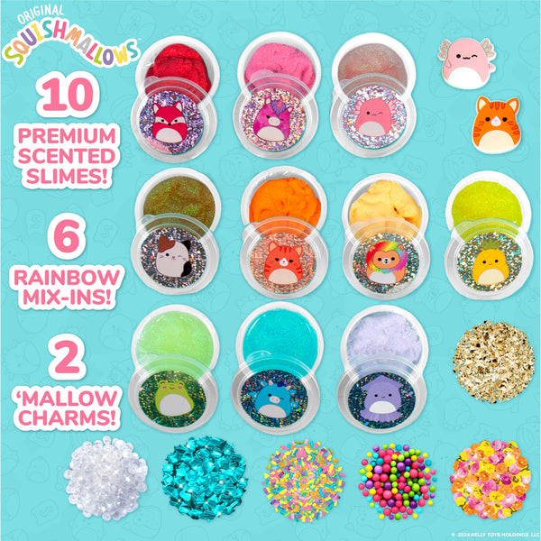 SQUISHMALLOWS Original Ultimate Slime Mix'Ins, 10-Pack, Glitter & Cloud Slime, 8 Fun Slime Add Ins, Pre-Made Slime for Kids, Crunchy Slime, Slime Bulk, Great 6 Year Old Toys, Super Soft Sludge Toy