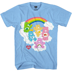 Care Bears T-Shirt - Classic Care Bears Distressed Look Shirt for Men or Women, Heather Light Blue, Large