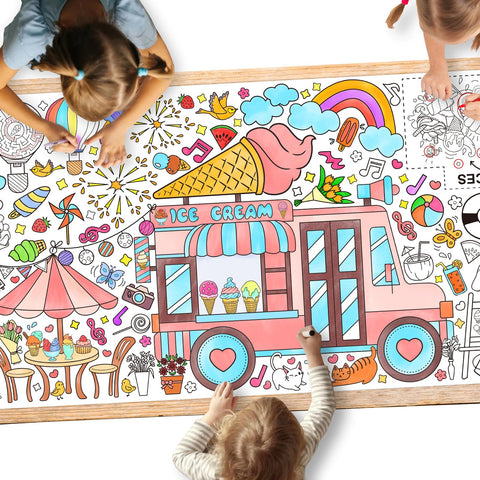 Giant Coloring Poster for Classroom Wall - Versatile 31.5 x 72 Inches Summer Activity Poster/Table Cover, Perfect for School Parties, Summer Birthday Party and Special Events Decoration