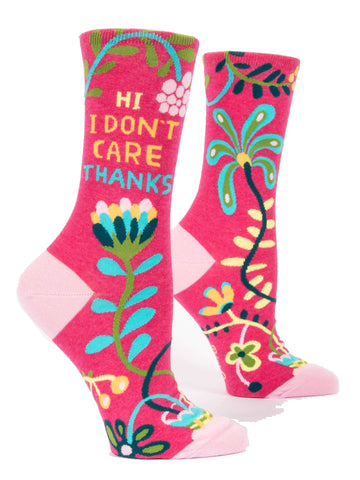 Blue Q Socks, Womens Crew,Hi I Dont Care Thanks,Womens Shoe Size 5-10