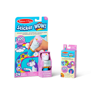 Melissa & Doug Sticker Wow!™ Unicorn Bundle: Sticker Stamper, 24-Page Activity Pad, 600 Total Stickers, Arts and Crafts Fidget Toy Collectible Character