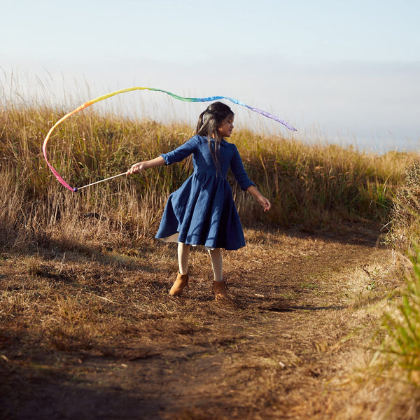 Sarah's Silks Rainbow Streamer - 8' Long Ribbon Wand for Kids, Pretend Play, Dance, Baton Stick Twirling, and Gymnastics Party Favors | 100% Silk and Wood Montessori and Waldorf Toys (2)